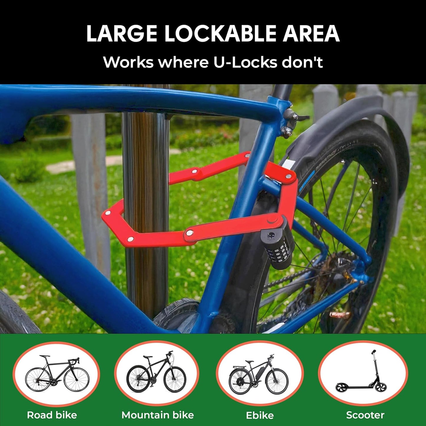 XNITO Folding Lock – 4-Digit Heavy-Duty Combo Lock