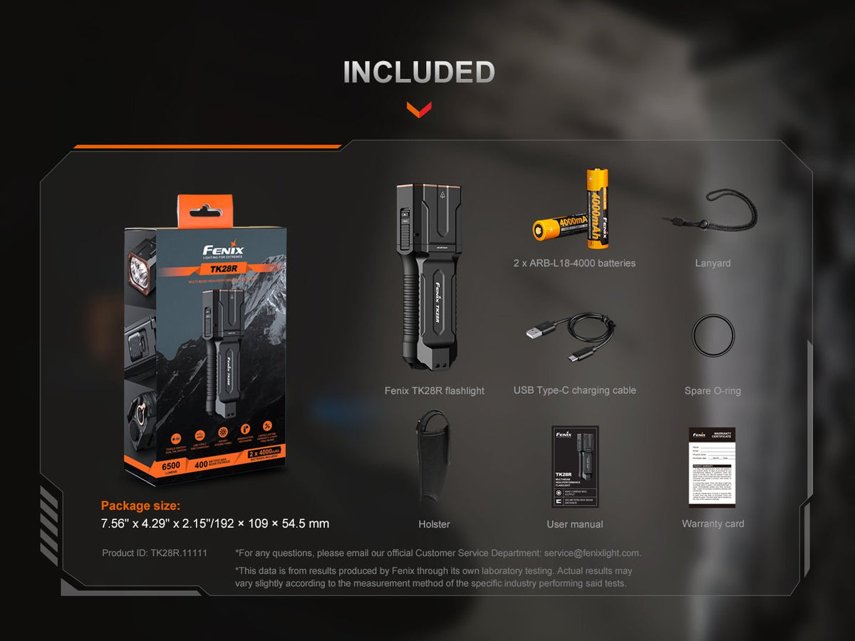 Fenix TK28R Multi-LED High-Performance Flashlight - 6500 Lumens
