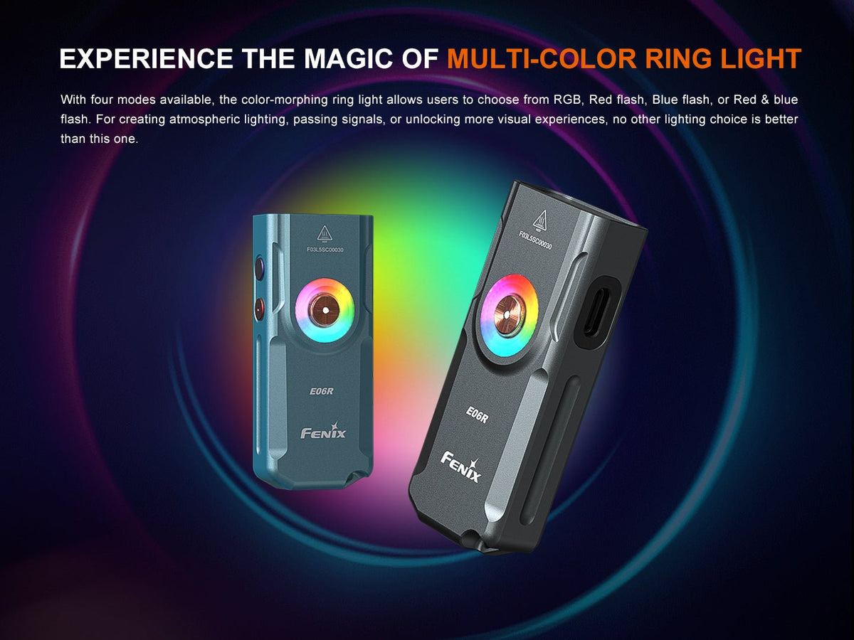 Fenix E06R Keychain Light with White, UV, and Red Laser Lights