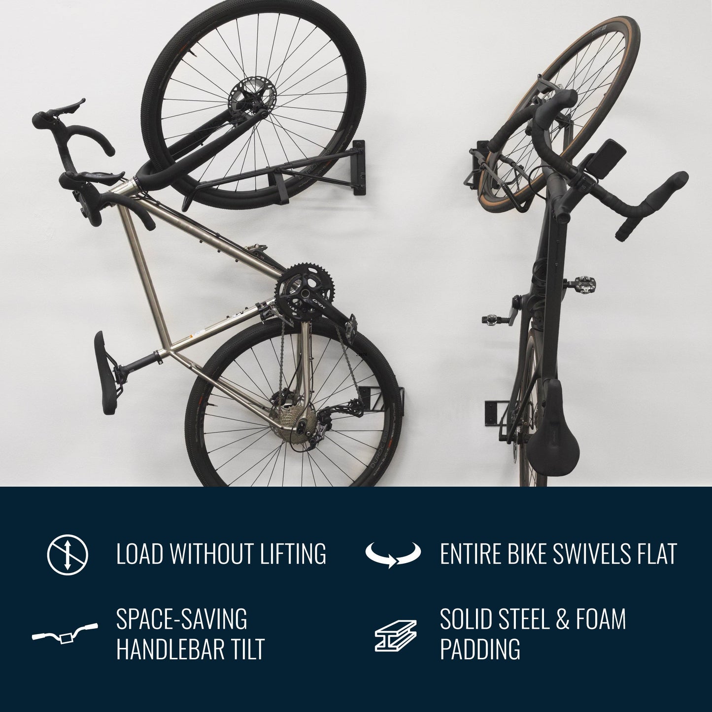SwivelStow No-Lift Road & Gravel E-Bike Rack | 2 Pack